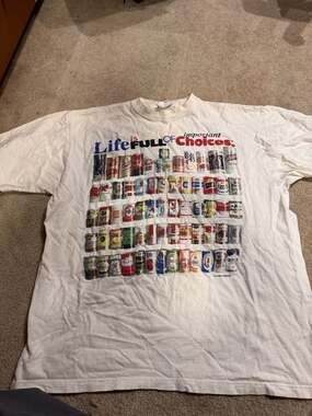 Vintage 1994 Life Is Full of Important Choices Beer Can All Over Print T-Shirt X